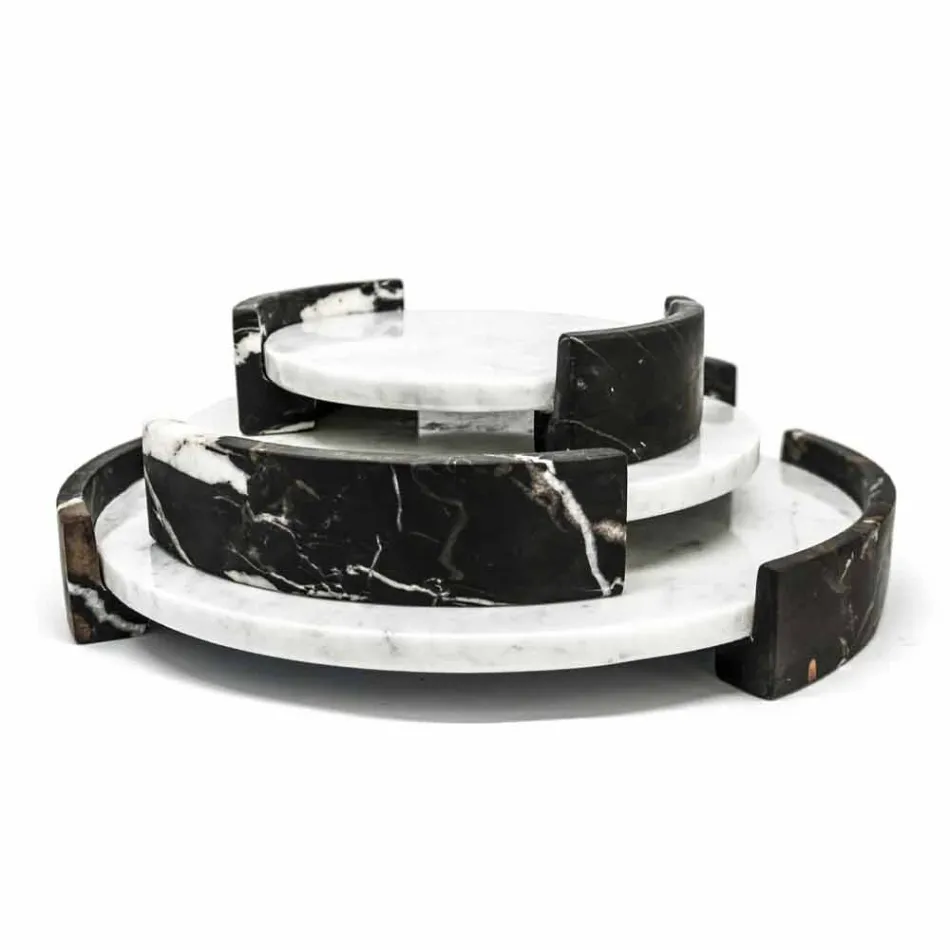 Modernes rundes Tablett aus weißem Carrara-Marmor Made in Italy - Chet Viadurini