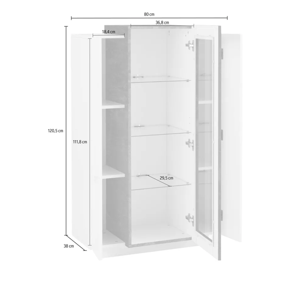 Vitrine 3 Türen Wohnzimmer Weiß und Anthrazit Holz, Zement oder Ahorn - Therese Viadurini