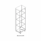 Wandvitrine aus Glas und weißem Holz, Rädern und beleuchteten Regalen - Armilla Viadurini