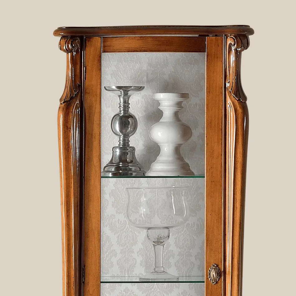 Klassische Vitrine mit Tür aus Weiß- oder Walnussholz Made in Italy - Caligola Viadurini