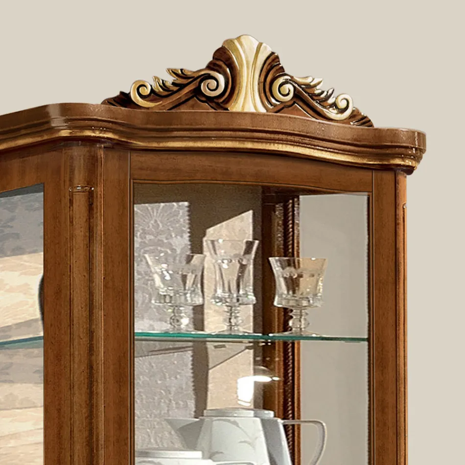 Klassische Vitrine aus weißem Nussbaumholz oder Mokkaholz Made in Italy - Chantilly Viadurini