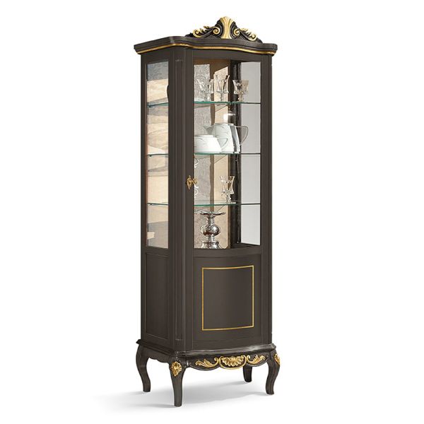 Klassische vitrine aus weißem nussbaumholz oder mokkaholz made in italy - chantilly