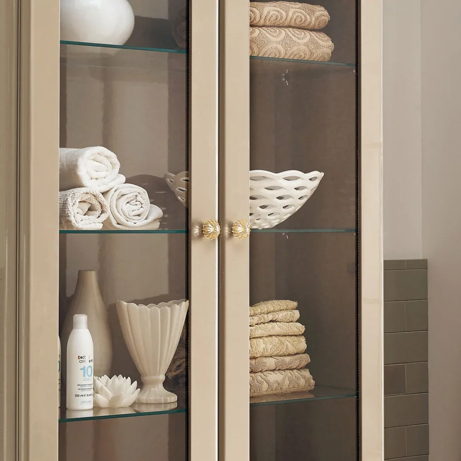 Vitrine komplett mit zwei Türen und drei Glasböden, hergestellt in Italien – Candy Viadurini