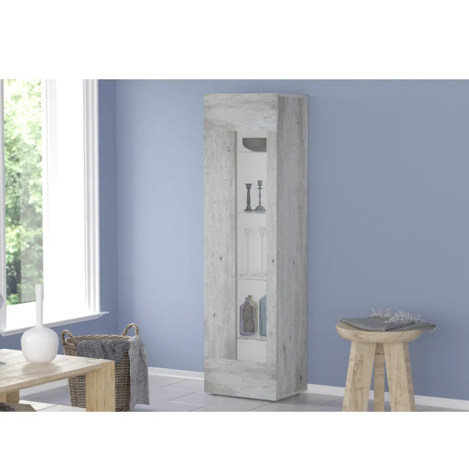 Design-Wohnzimmervitrine in Weiß, Anthrazit oder Betonholz - Suzana Viadurini