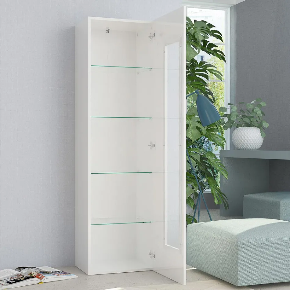 Design-Wohnzimmervitrine in Weiß, Anthrazit oder Betonholz - Suzana Viadurini