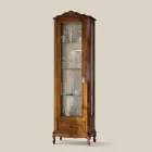 Klassische Wohnzimmervitrine aus Walnussholz, 1 Tür, hergestellt in Italien – Ronald Viadurini