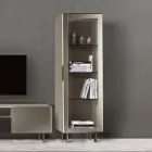 Wohnzimmervitrine mit 1 Tür aus MDF, Nickel-Finish, Made in Italy – Hilde Viadurini