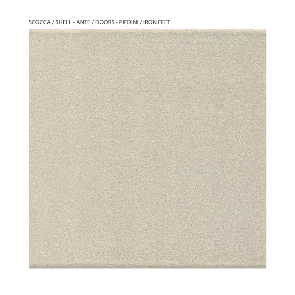 Wohnzimmervitrine mit 1 Tür aus MDF, Nickel-Finish, Made in Italy – Hilde Viadurini