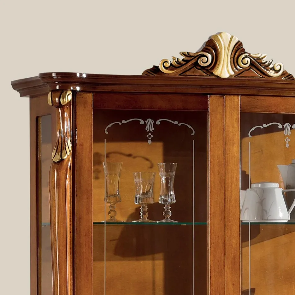 Wohnzimmervitrine aus Holz mit 2 Türen Classic Made in Italy - Cambrige Viadurini