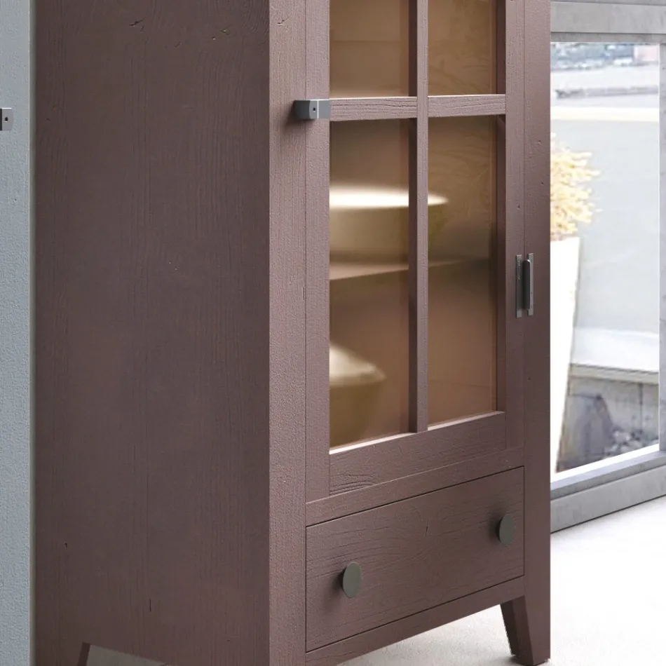 Vitrine Wohnzimmer aus massivem Tannenholz, vollständig in Italien hergestellt - Pascual Viadurini