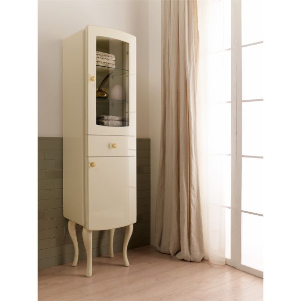 Einfarbige vitrine mit internen glasböden, hergestellt in italien – candy