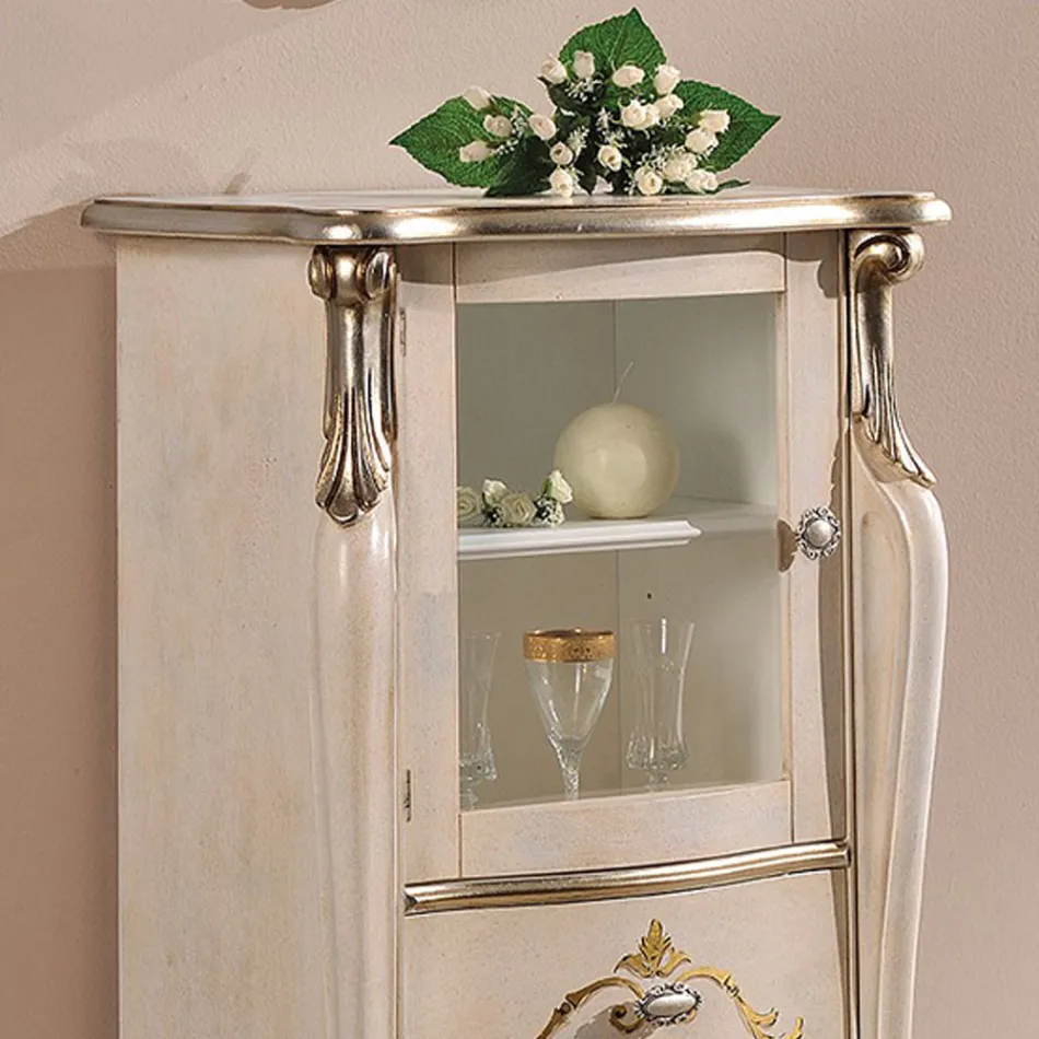 Wohnzimmervitrine mit 1 Glastür und 3 Schubladen Made in Italy - London Viadurini