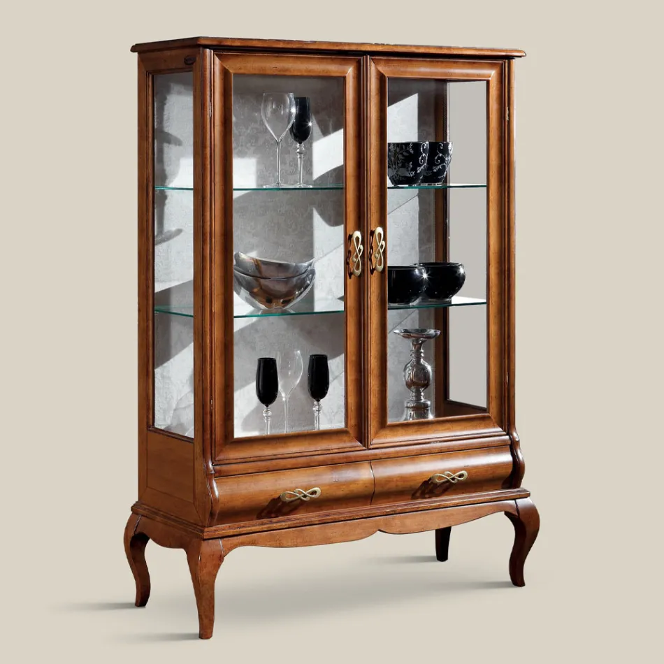 Luxuriöse Wohnzimmervitrine aus klassischem Walnussholz Made in Italy – Hastings Viadurini
