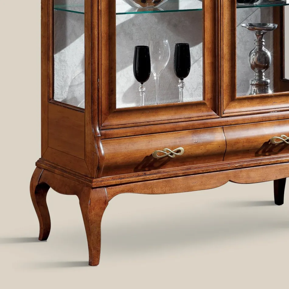 Luxuriöse Wohnzimmervitrine aus klassischem Walnussholz Made in Italy – Hastings Viadurini