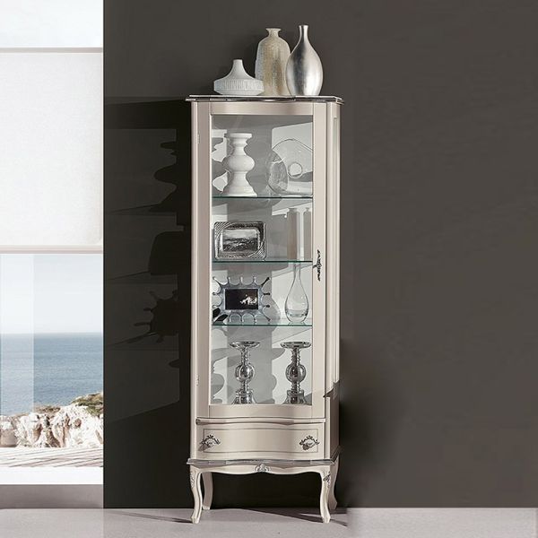 Wohnzimmer vitrine aus nussbaum oder weißem holz mit 1 tür made in italy - versailles