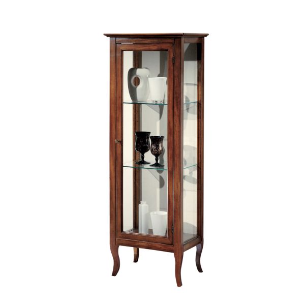 Vitrine mit glasböden und gepolsterter rückseite, hergestellt in italien – assur