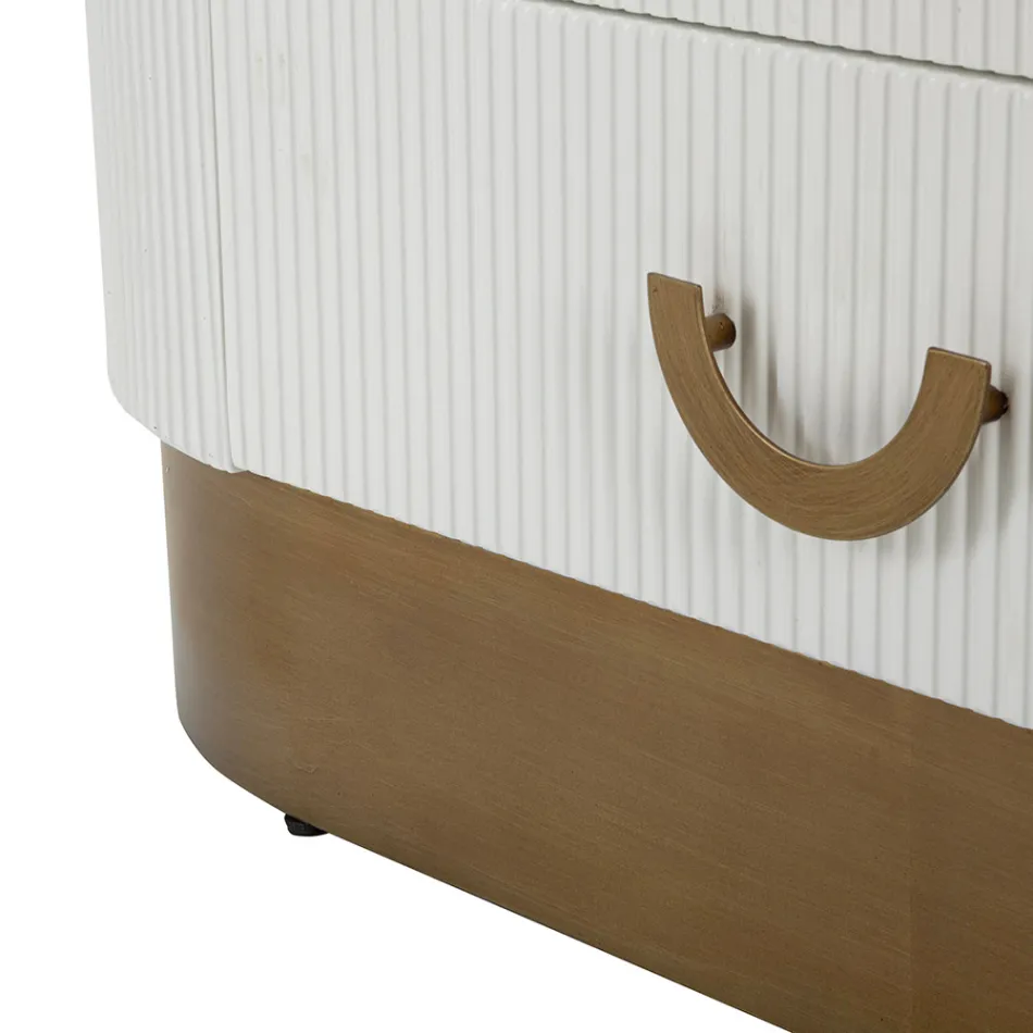 Vitrine aus Holz mit Aufsatz und abgerundeten Einsätzen mit 2 Türen und 2 Schubladen - Rachel Viadurini