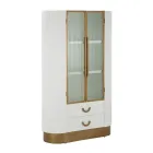 Vitrine aus Holz mit Aufsatz und abgerundeten Einsätzen mit 2 Türen und 2 Schubladen - Rachel Viadurini