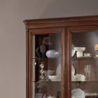 Vitrine aus Holz mit patiniertem Walnuss-Finish und Liliendekor, hergestellt in Italien – Damen Viadurini