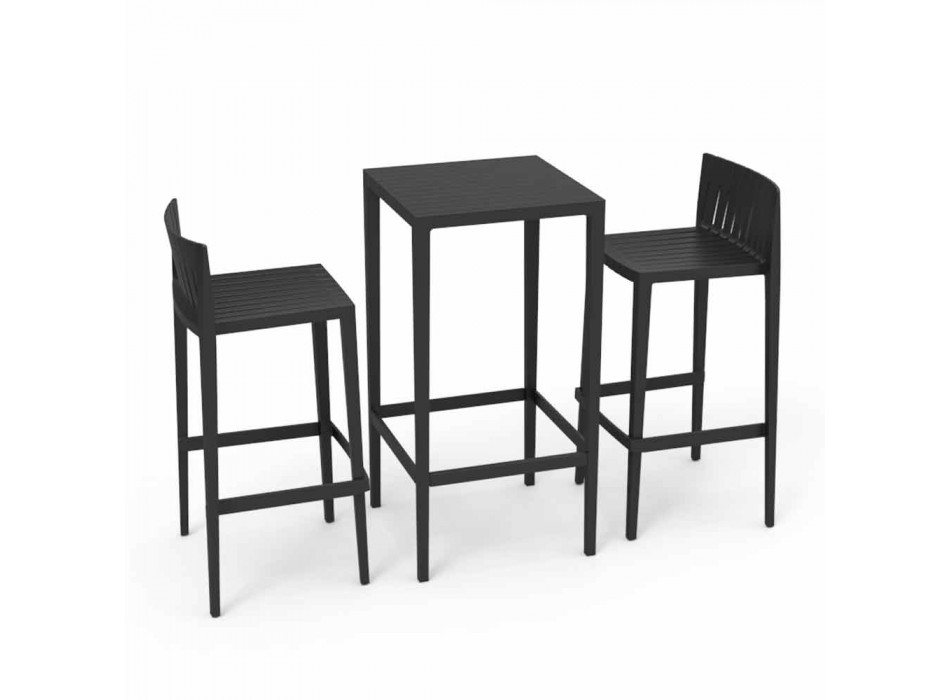 Vondom Spritz Set Gartentisch und zwei Hocker in schwarzer Ausführung Viadurini