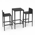 Vondom Spritz Gartensmöbel Set: Tisch und 2 Hocker in schwarzer Farbe