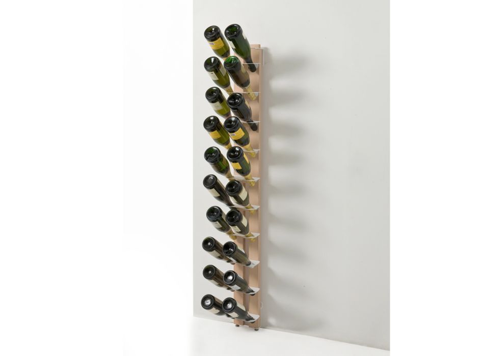 Zia Gaia einseitiger, an der Wand befestigter Bodenflaschenhalter aus Holz und Stahl Viadurini